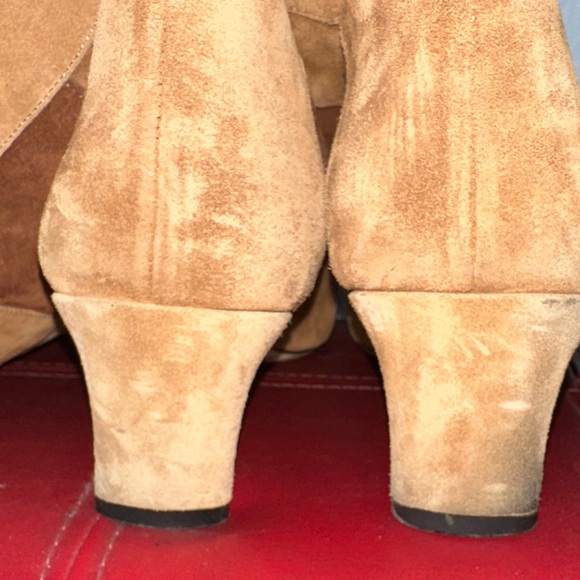 STAUD Wally Patchwork Heeled Boots in Tan and Brown Penny Lane - Picture 4 of 9